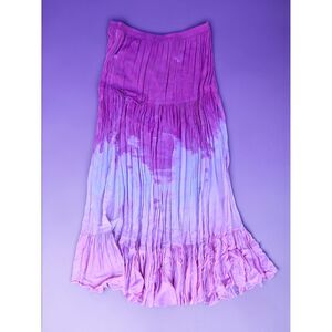 Bashara Lesser Size Medium Purple Ombre Tie-Dye Crinkle Boho Maxi Skirt